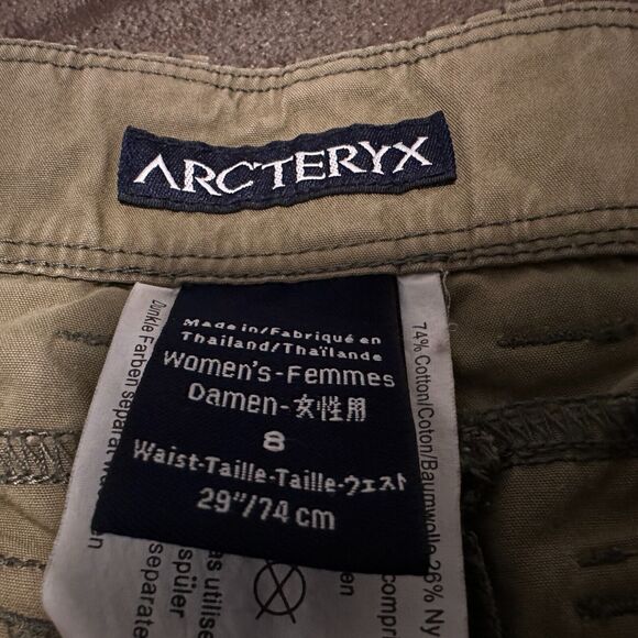 Arc'teryx khaki tan cargo capri crop pants size 8 women's 18" ins - Picture 2 of 9
